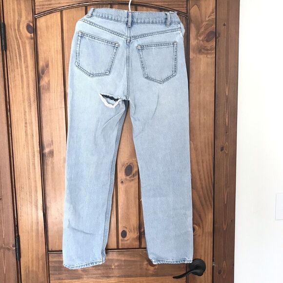 REFORMATION Womens Crop High Rise Tahoe Destroyed Distressed Jeans Blue Sz 24 - Picture 1 of 12